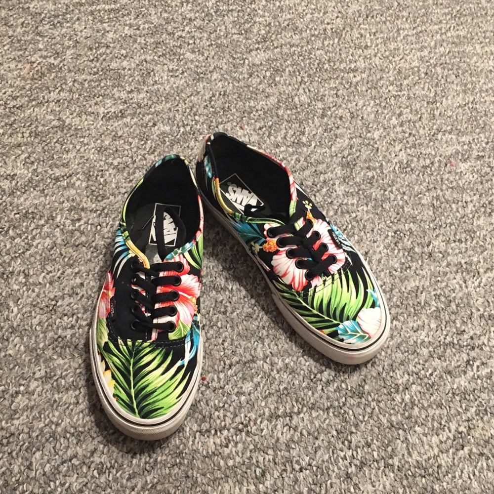 Vans Off The Wall Floral Tropical Hawaiian Print Black Size 6.5 - Picture 5 of 10